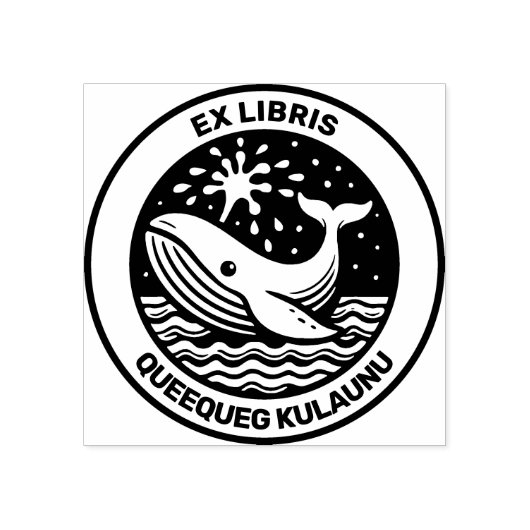 Ex Libris - Witte walvis Rubberstempel (Afrduk)