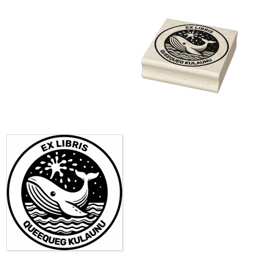 Ex Libris - Witte walvis Rubberstempel (Gestempeld)