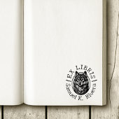 Ex Libris Wolf Face Custom Name Book Rubberstempel