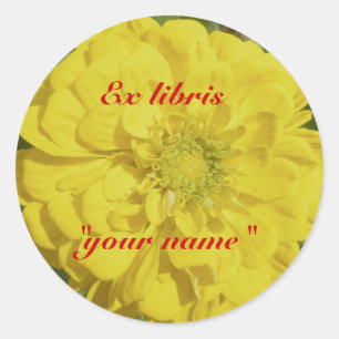 Ex Libris Yellow Zinnia-Stickers om deze aan te pa Ronde Sticker