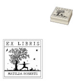 Ex Libris Yoga met een kat in natuur, Boek Rubberstempel (Gestempeld)