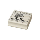 Ex Libris Yoga met een kat in natuur, Boek Rubberstempel (Stempel)