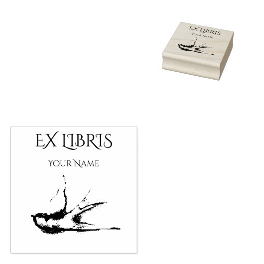 EX LIBRIS - Zachte vogel Rubber Stamp Rubberstempel (Gestempeld)