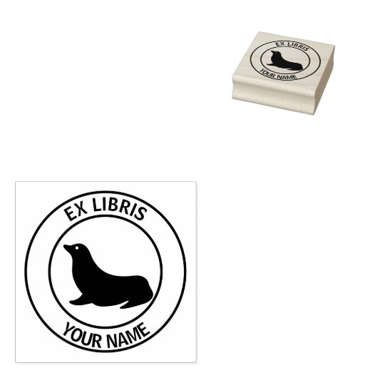 Ex libris zee leeuwenboekenplaat rubberstempel (Gestempeld)