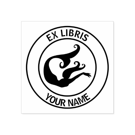 Ex libris zeemeermin boekenplaat rubberstempel (Afrduk)
