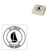 Ex libris zeilboot boekenplaat rubberstempel (Gestempeld)