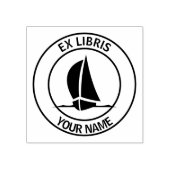 Ex libris zeilboot boekenplaat rubberstempel (Afrduk)