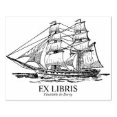 Ex Libris - Zeilend schip (Brig) Rubberstempel (Afrduk)