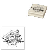 Ex Libris - Zeilend schip (Brig) Rubberstempel (Gestempeld)