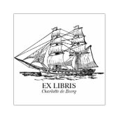 Ex Libris - Zeilend schip (Brig) Rubberstempel (Afrduk)