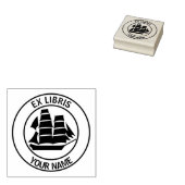 Ex libris zeilschip boekenplaat rubberstempel (Gestempeld)