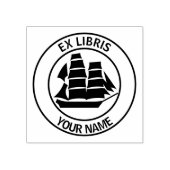 Ex libris zeilschip boekenplaat rubberstempel (Afrduk)