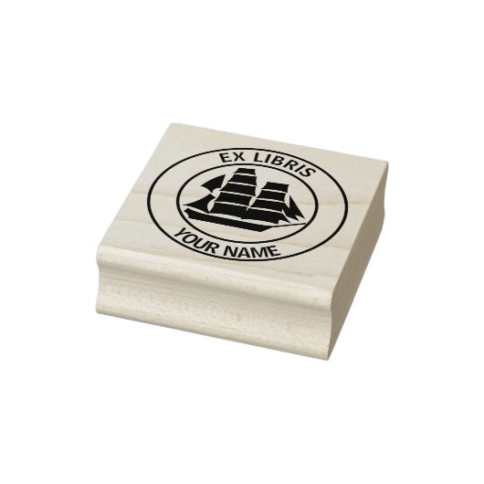 Ex libris zeilschip boekenplaat rubberstempel (Stempel)
