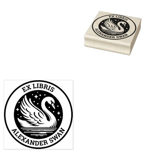 Ex Libris - Zwaan Rubberstempel (Gestempeld)