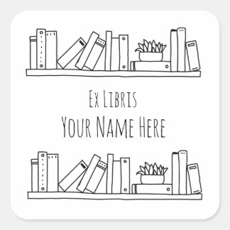 Ex Libris Zwart-wit Bookplate Vierkante Sticker