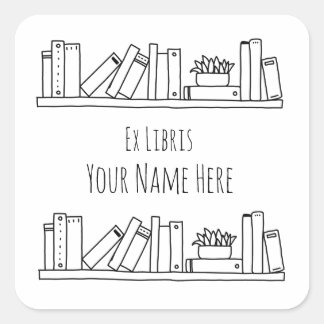 Ex Libris Zwart-wit Bookplate Vierkante Sticker