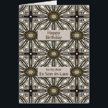 Ex Son in Law Birthday Abstract Mandala Design<br><div class="desc">Een leuke manier om je ex schoonzoon een gelukkige verjaardag te wensen. Deze kaart heeft een zeer mannelijk gevoel en bestaat uit het met elkaar verbinden van geometrische figuren. De hoofdkleur is bruin,  met zwart-wit. Een mooie kaart die een man zal waarderen.</div>