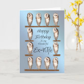 Ex-vrouw, nieuwsgierige uilen verjaardagskaart. kaart (Gele Bloem)