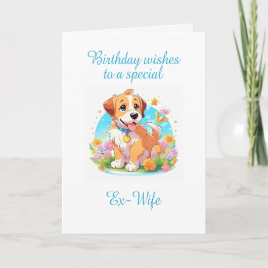 ex vrouw verjaardag puppy hond kaart (Voorkant)