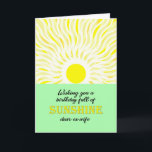 Ex Wife Birthday Bright Sunshine Card Kaart<br><div class="desc">Verjaarkaart voor een ex-vrouw. Een wens voor een verjaardag vol zonneschijn. Een heldere en vrolijke kaart met een gloeiende zon die heldere zonnestralen afgeeft.</div>