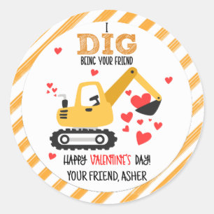 Exavator Ik Graaf Dat Ik Je Vriend Ben Valentijnst Ronde Sticker