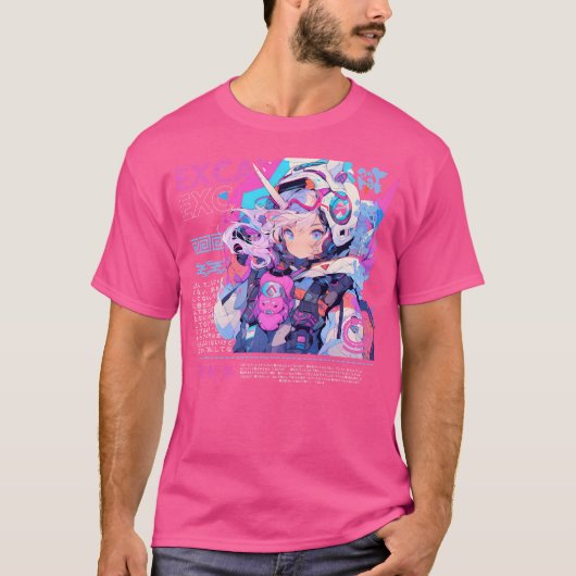 Exca Astronaut Cyberpunk Anime Girl T-shirt (Voorkant)