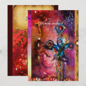 EXCALIBUR 1, helder rood, roze paars perkament Kaart (Voorkant / Achterkant)