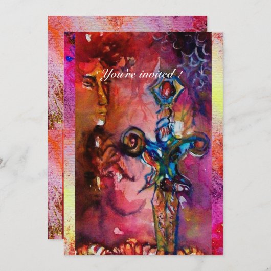 EXCALIBUR 1, helderrood, roze paars Kaart (Voorkant / Achterkant)