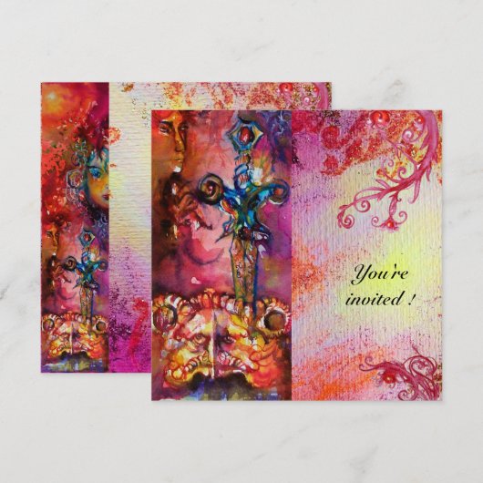 EXCALIBUR 3, helder rood, roze paars Kaart (Voorkant / Achterkant)