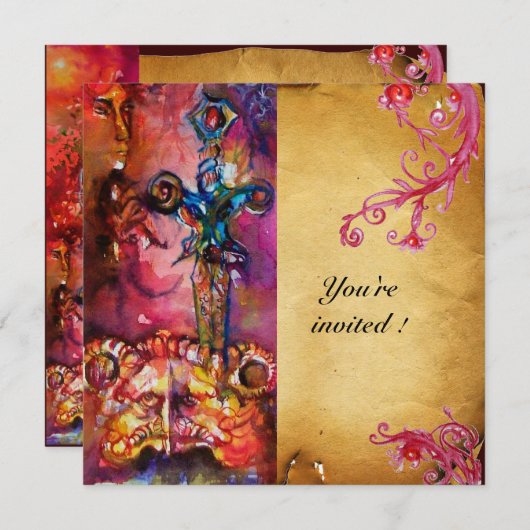 EXCALIBUR 3 , helderrood ,roze paars Kaart (Voorkant / Achterkant)