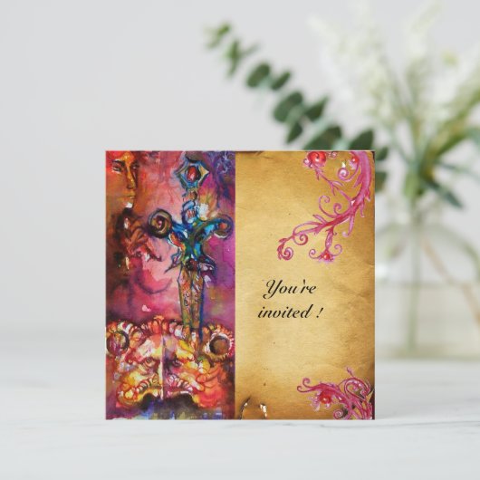 EXCALIBUR 3 , helderrood ,roze paars Kaart (Staand voorkant)