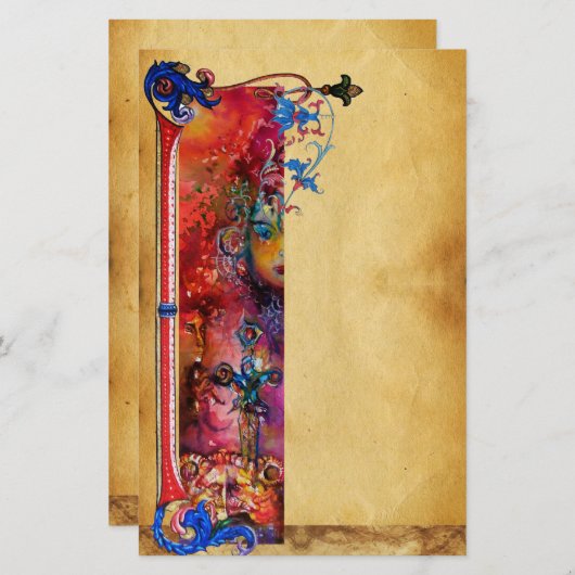 EXCALIBUR .ANTIEK RODE BLAUWE VLOERINGEN BRIEFPAPIER (Voorkant / Achterkant)