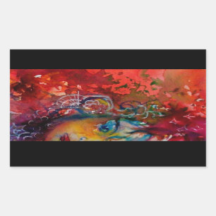 EXCALIBUR-dame van het meer, Rode Fantasy Rechthoekige Sticker