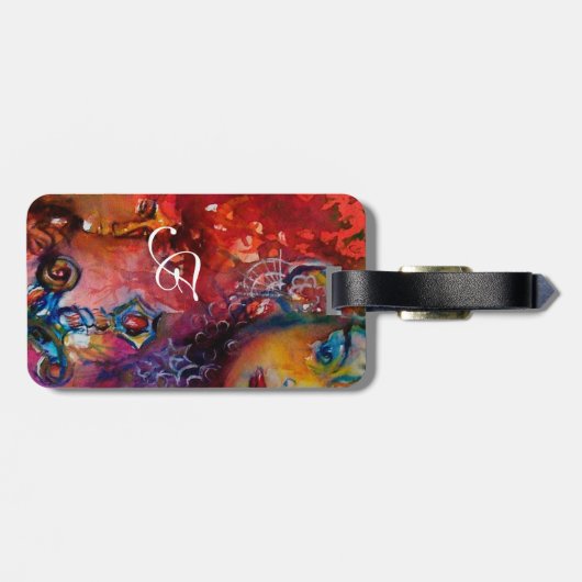 EXCALIBUR Detail, rood paars blauw monogram Bagagelabel (Achterkant horizontaal)