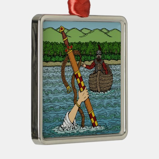 Excalibur en Arthur Metalen Ornament (Rechts)