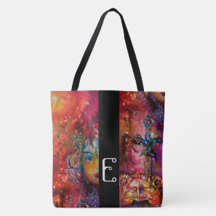 EXCALIBUR EPIC SWORD; Red Yellow Fantasy Monogram Tote Bag