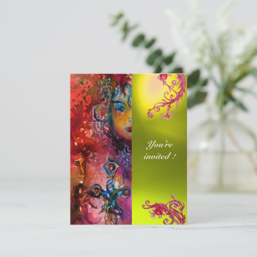 EXCALIBUR-geel, helder rood, roze blauw oranje gee Kaart (Staand voorkant)