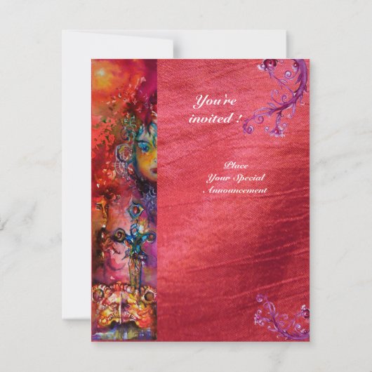 EXCALIBUR , helder rood blauw paars fuchsia Kaart (Achterkant)