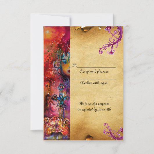 EXCALIBUR, helder rood, blauw perkament rsvp (Achterkant)