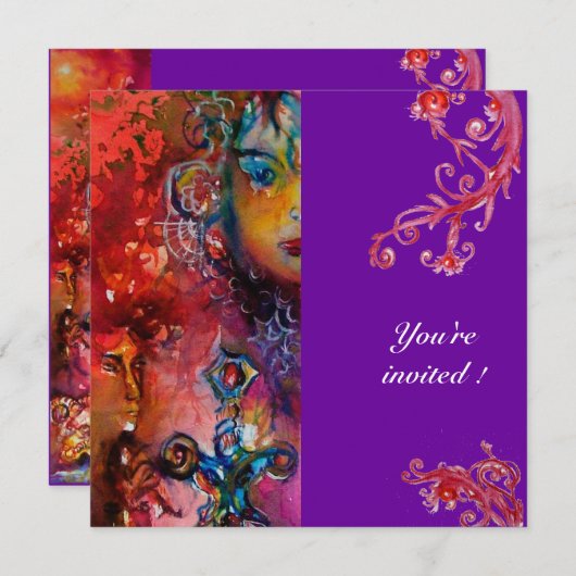 EXCALIBUR, helder rood, paars Kaart (Voorkant / Achterkant)