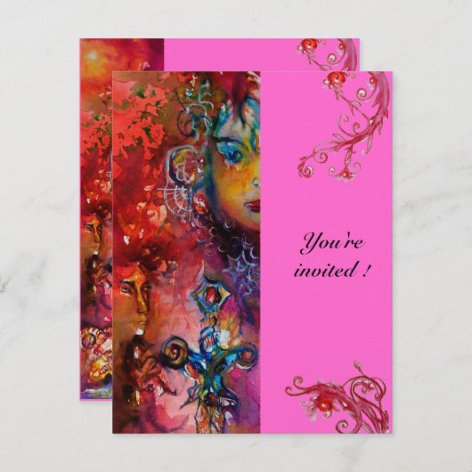 EXCALIBUR, helder rood, paars Kaart (Voorkant / Achterkant)