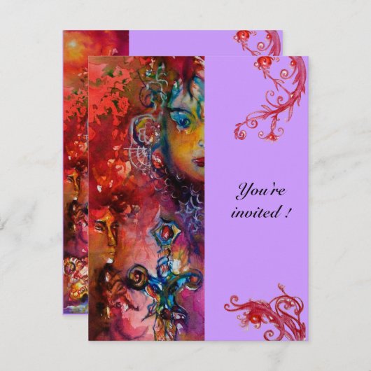 EXCALIBUR, helder rood, paars Kaart (Voorkant / Achterkant)