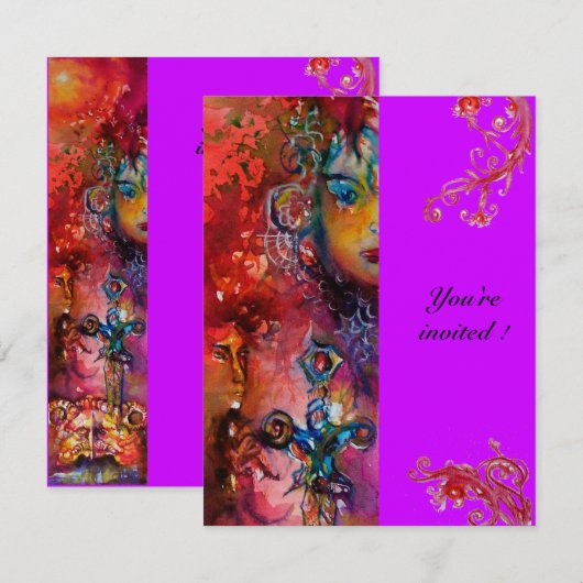 EXCALIBUR, helder rood, paars Kaart (Voorkant / Achterkant)