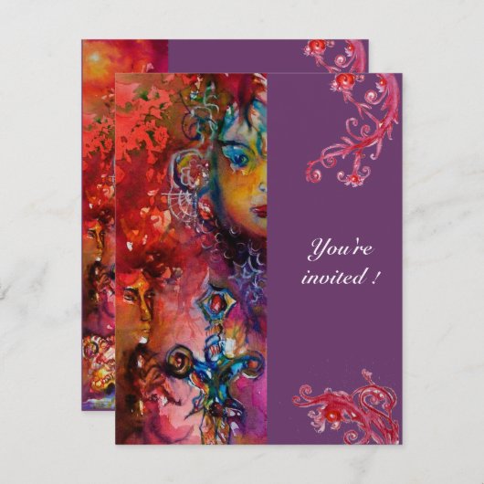 EXCALIBUR, helder rood, paars Kaart (Voorkant / Achterkant)