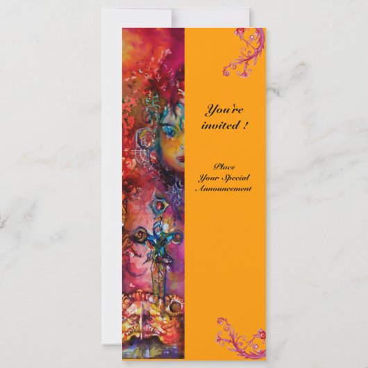 EXCALIBUR, helder rood, roze blauw geel Kaart (Achterkant)