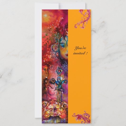 EXCALIBUR, helder rood, roze blauw geel Kaart (Voorkant)