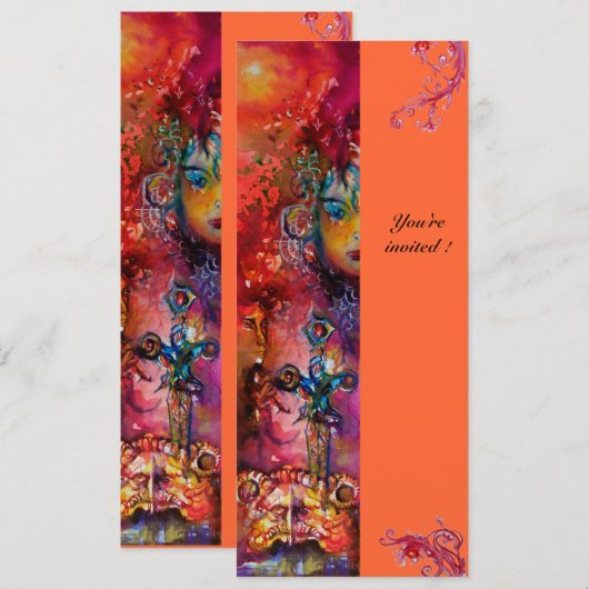 EXCALIBUR, helder rood, roze blauw geel Kaart (Voorkant / Achterkant)