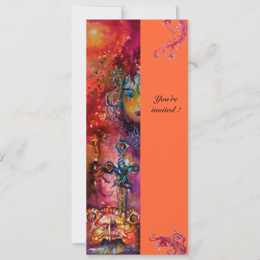 EXCALIBUR, helder rood, roze blauw geel Kaart (Voorkant)