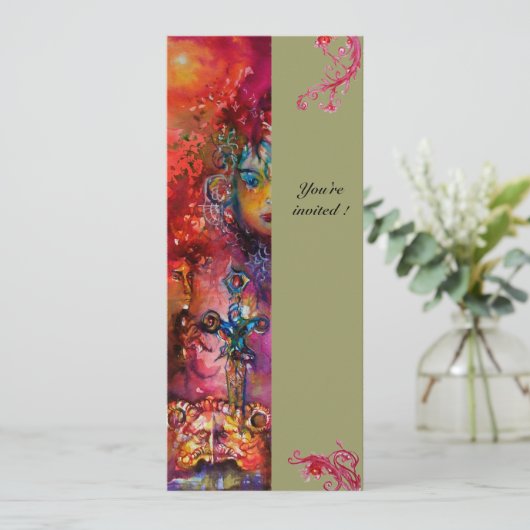 EXCALIBUR , helder rood ,roze blauw groen Kaart (Staand voorkant)