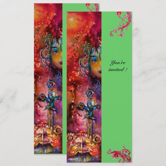 EXCALIBUR, helder rood, roze blauw groen Kaart (Voorkant / Achterkant)